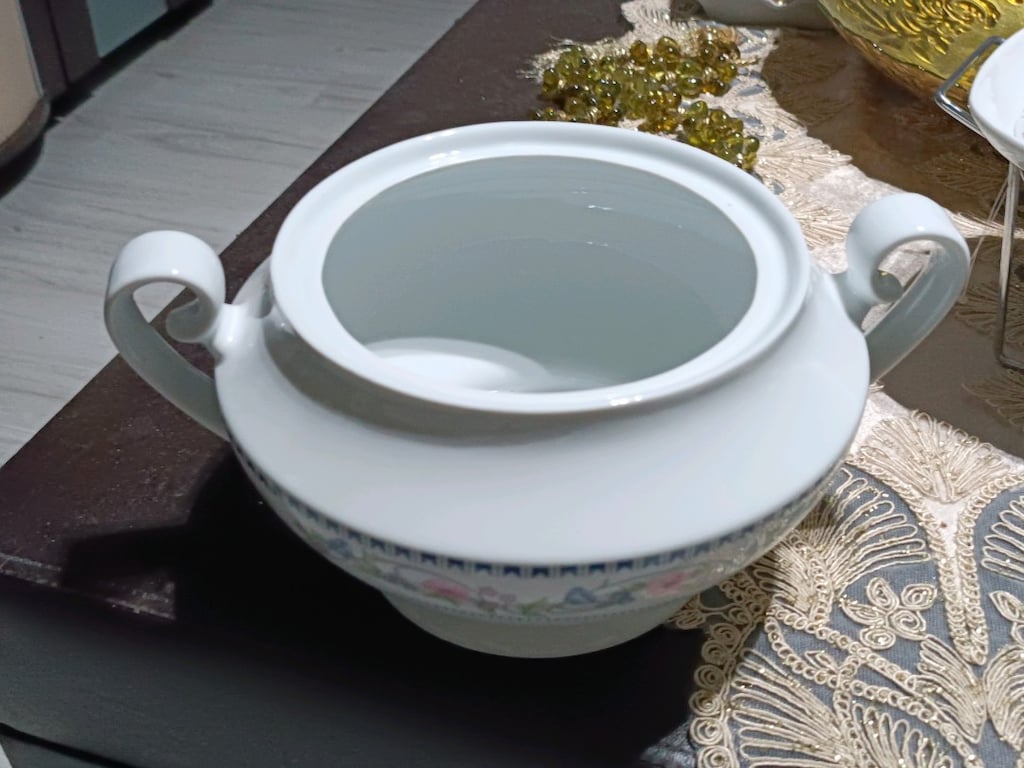 Kütahya Porselen Çiçek Desenli Kapaklı Çorbalık / Sunumluk - 2