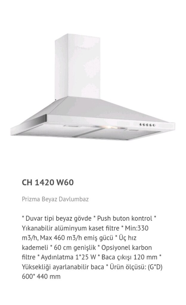 Eminçelik Ferre Piramit Davlumbaz Siyah Beyaz Ve İnox Renkler 3.500 TL - 7