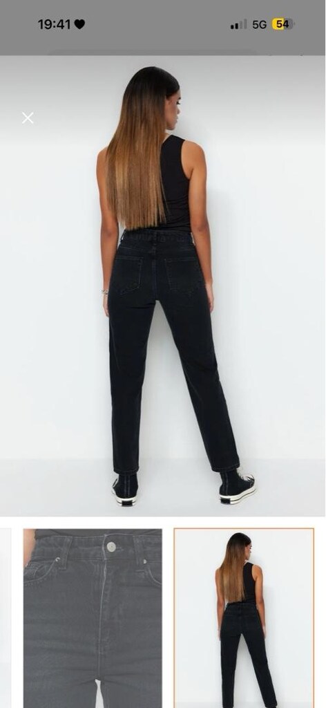 Yüksek Bel Siyah Denim Jean - 5