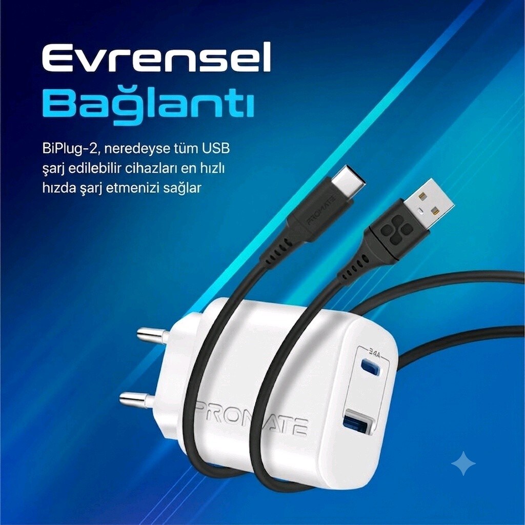 Promate Dual Port Hızlı Şarj Cihazı 17W - 5