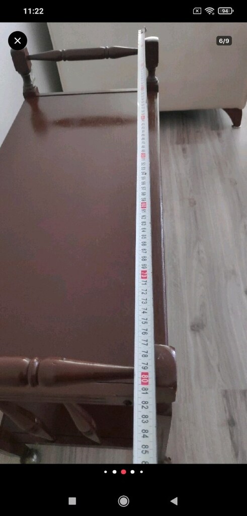 Antika Tekerlekli Ahşap Servis Arabası - 5
