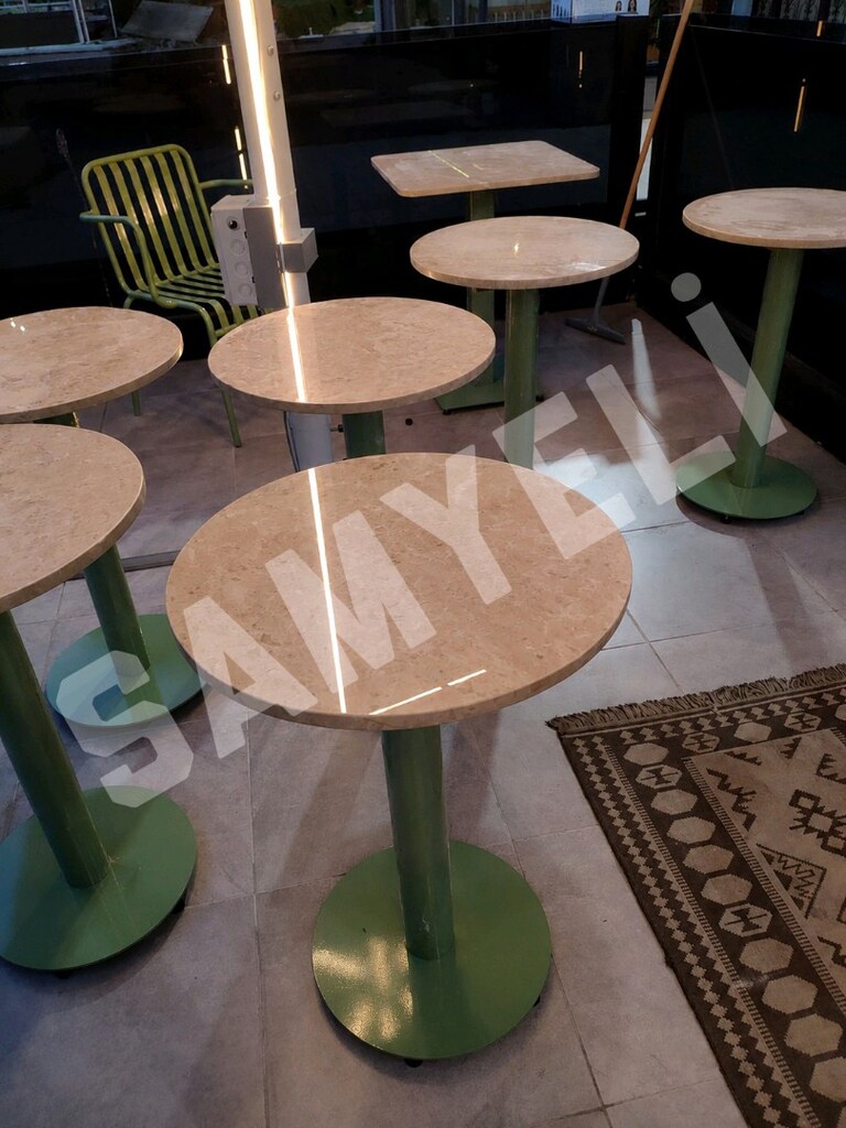 YUVARLAK BEJ MERMER MASA MODELİ - 3
