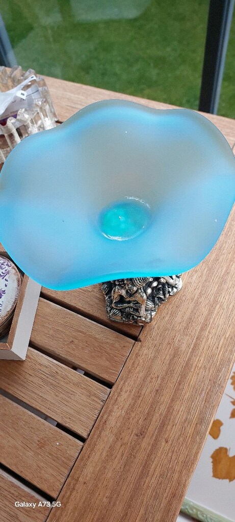 Murano Stil Vintage Opalin CamArt Glass Mermaid Ayaklı Dekoratif Bowl - 7