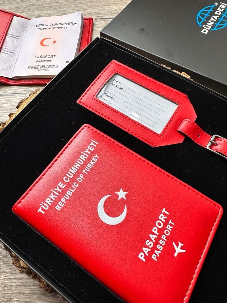 Pasaport Kılıfı, Pasaport Kabı Cüzdanı, Bagaj Valiz Etiketi 2’li Set - 9