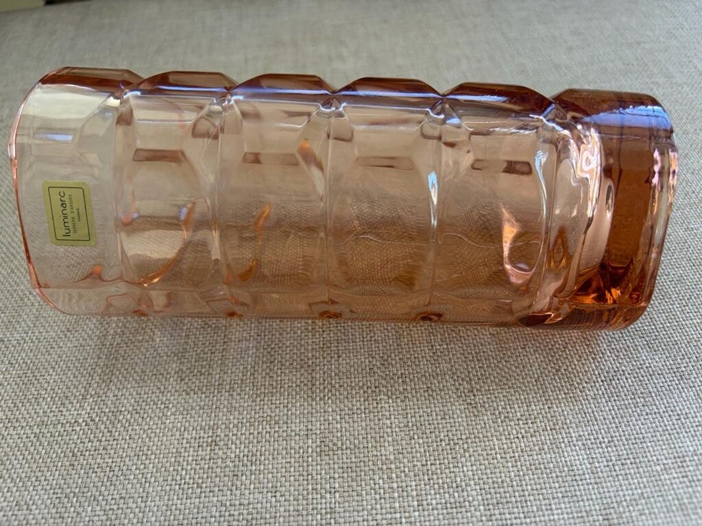 Vintage Luminarc Üçgen Pembe Vazo 17cm - 7