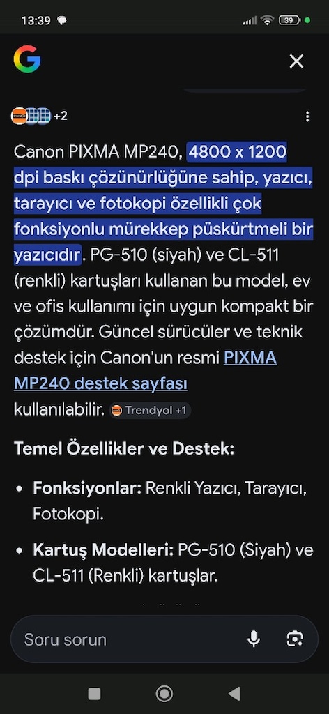 canon pixma mp240 Yazıcı - 4