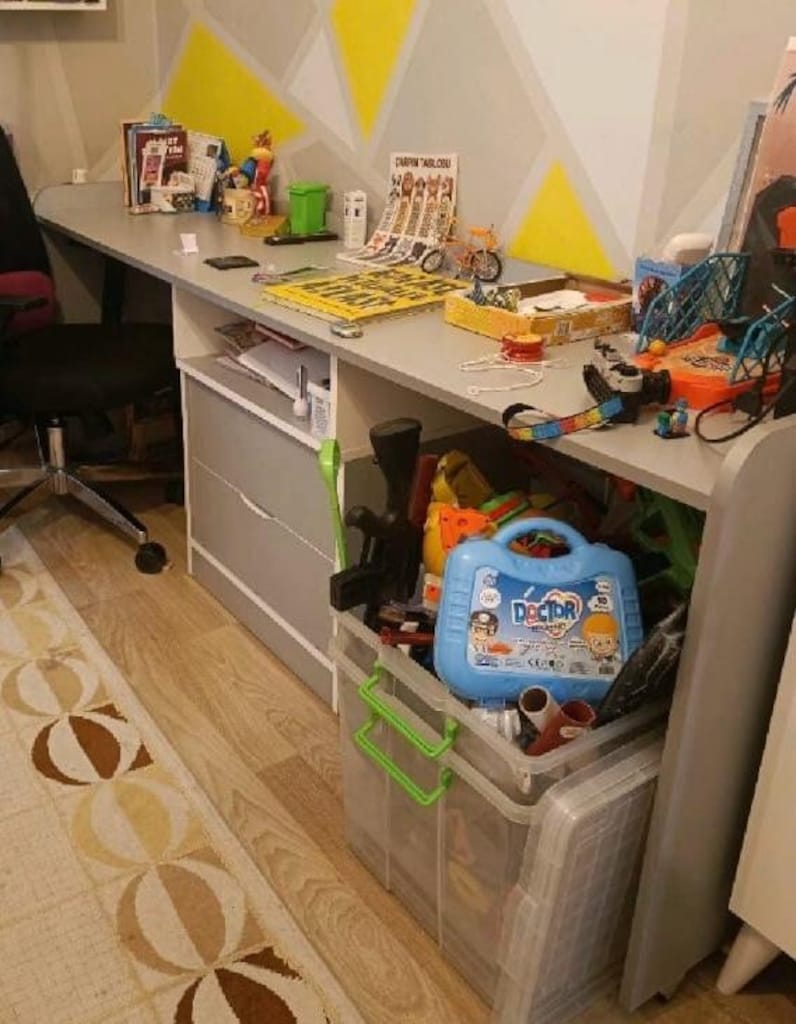 MDF 100*200 Özel yapım, Altı portatif çalışma masalı Ranza - 3