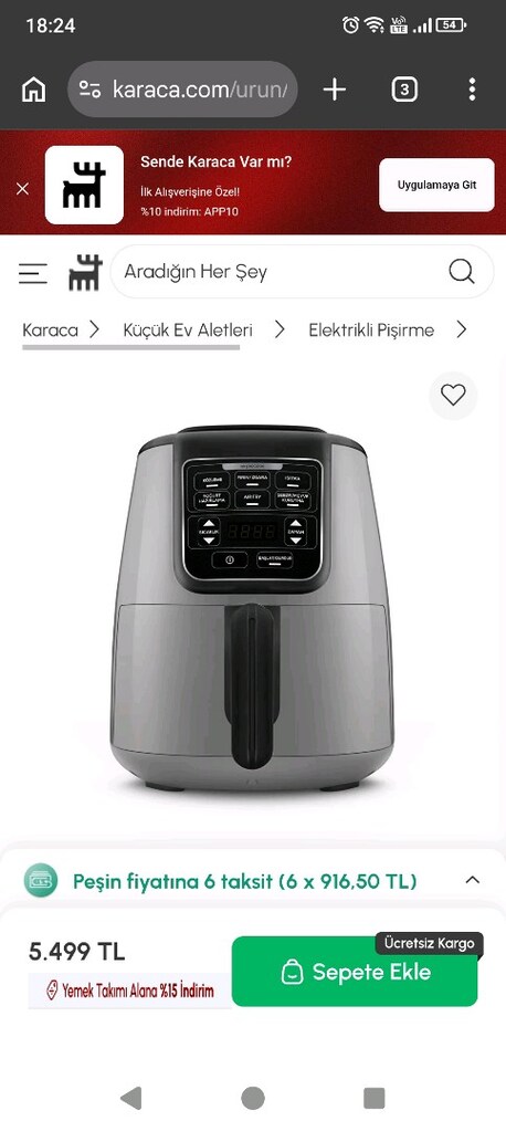 Karaca AirFryer Air Pro Cook Sıfır Hiç Kullanılmadı Uyguna Vericem - 7