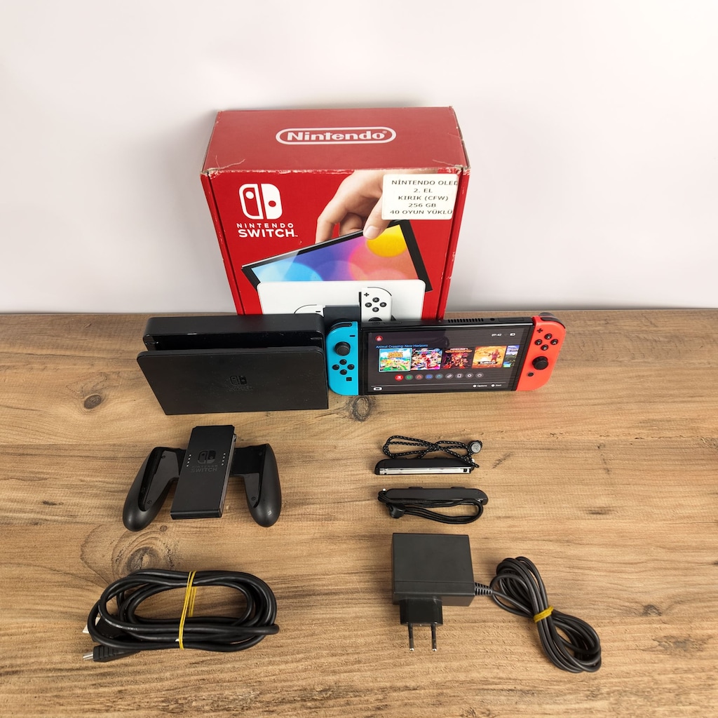 NINTENDO SWITCH OLED CFW 256 GB 40 OYUNLU İKİNCİ EL TEMİZ CİHAZ - 3