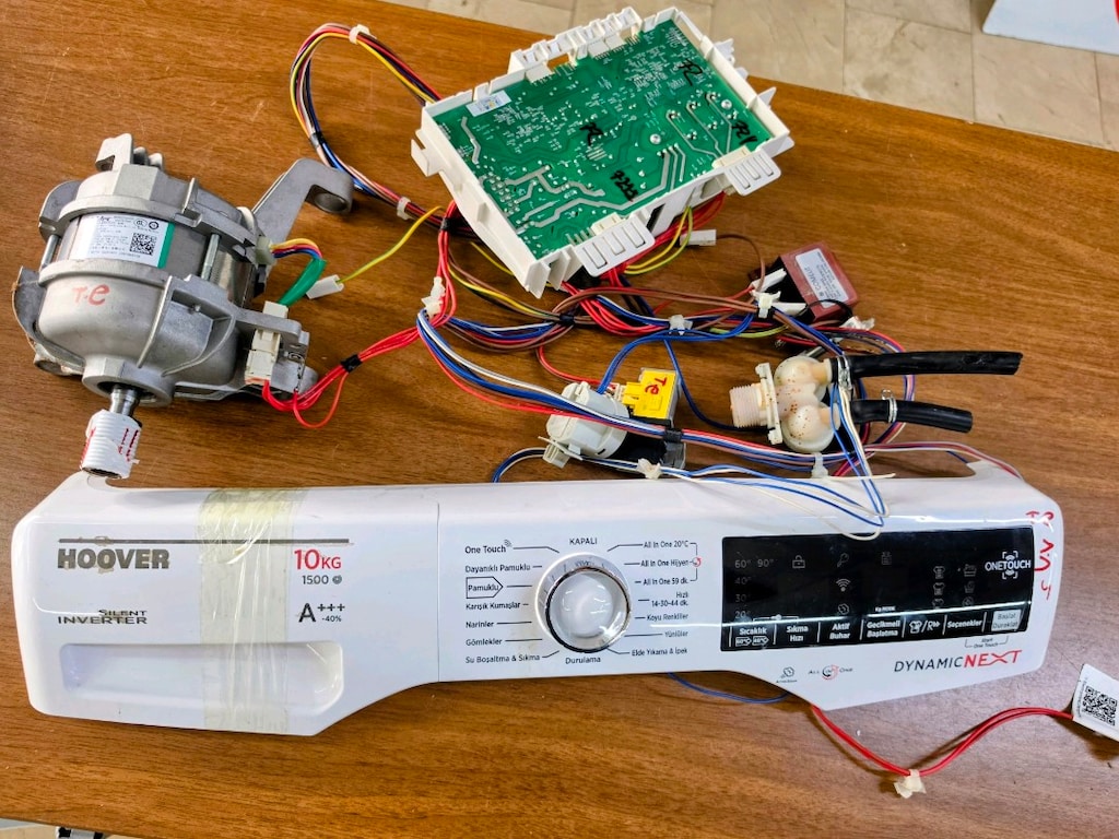 Hoover Dynamic Next 10 kg 1500 Devir Ön Panel + Anakart + Motor + Tesi - 8