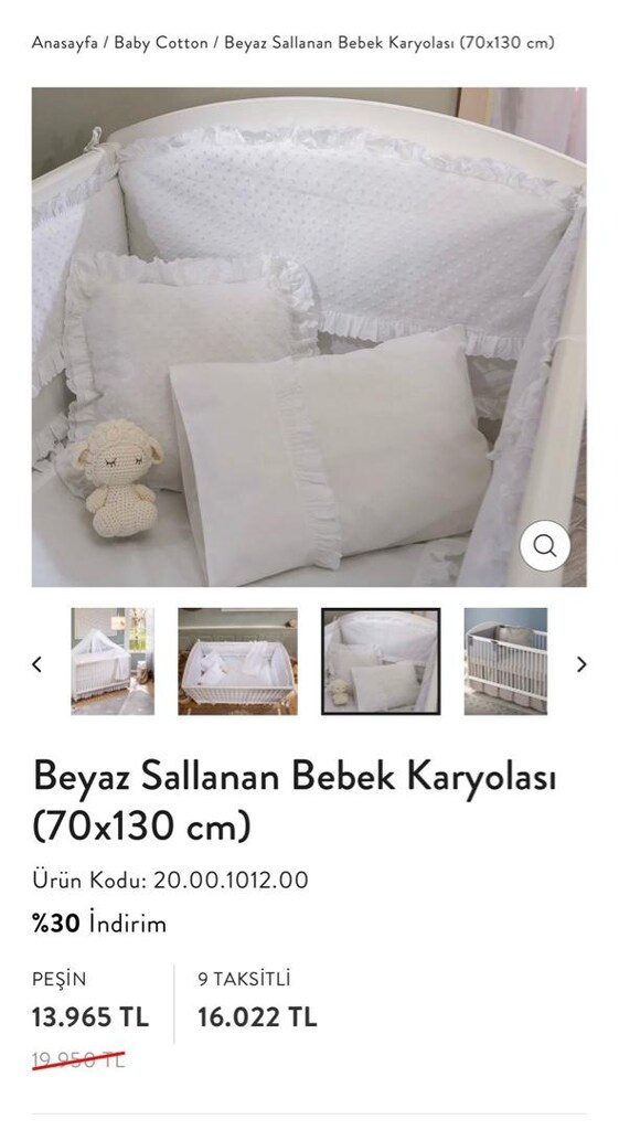 çilek mobilya sallanan bebek karyolası (70x130cm) - 3