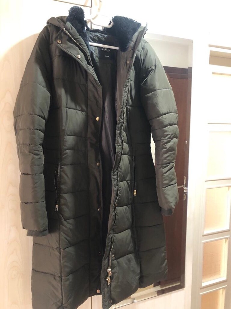 Haki Kapüşonlu Şişme Mont