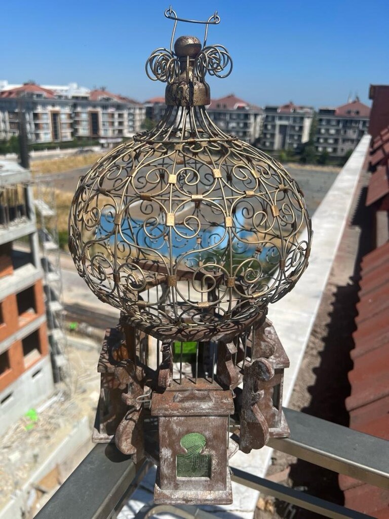 SON FİYAT Vintage Antika Altın Renk Kuş Kafesi Nadir - 5