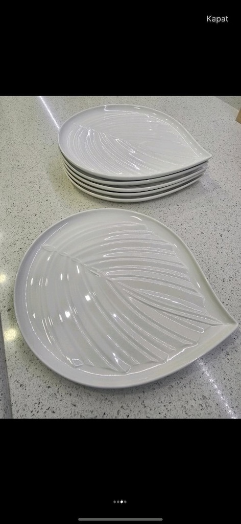 modern yaprak desenli porselen tabak - 4