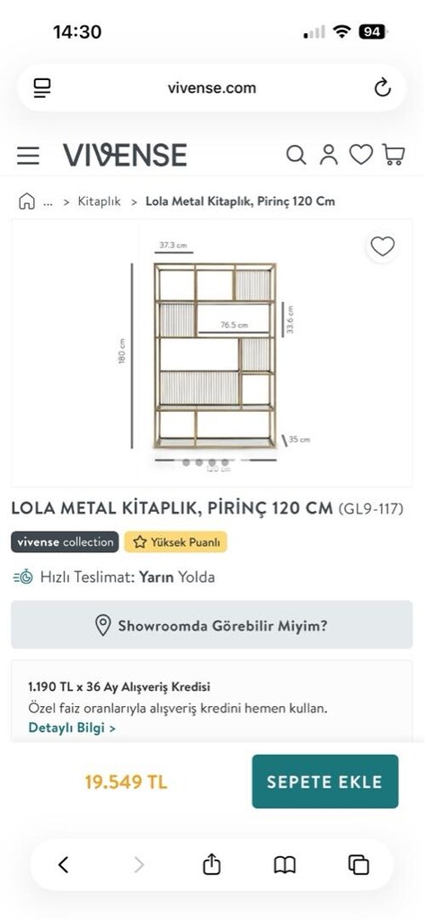 vivense metal pirinç kitaplık - 4