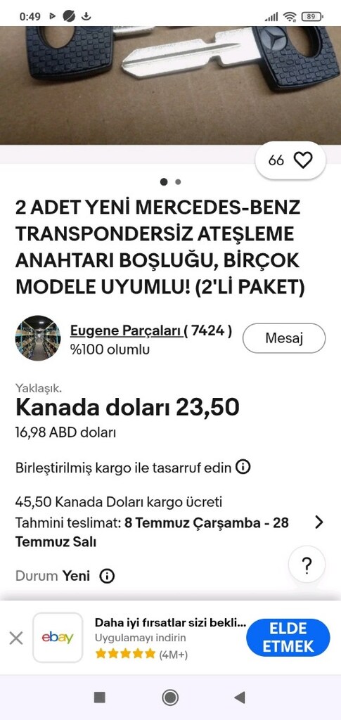 Mercedes w124-w126 ham anahtar - 7