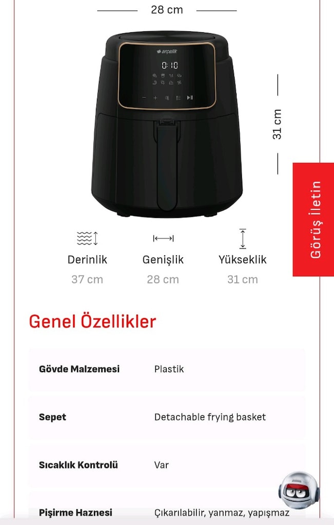 Arcelik airfryer
