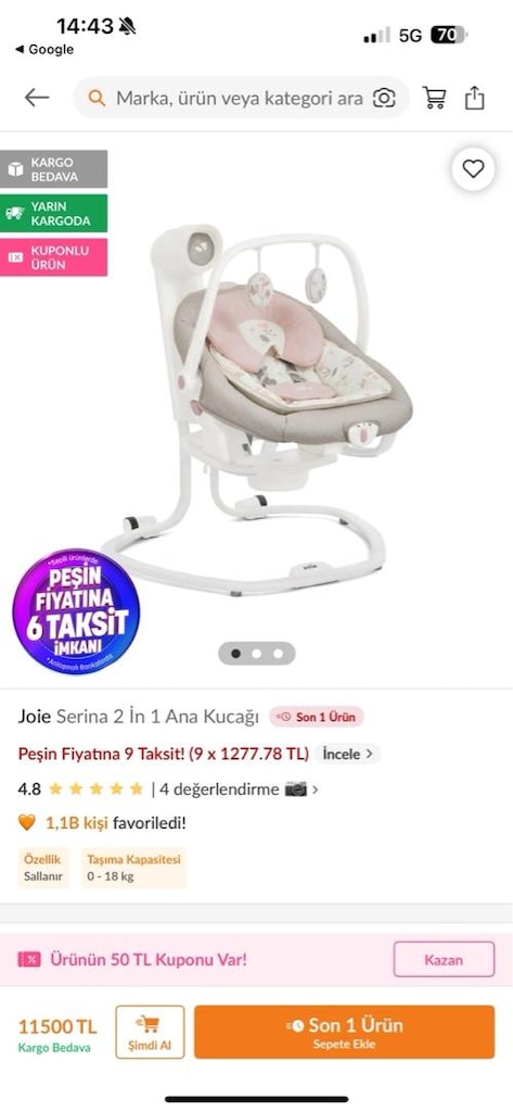 Joie Serina 2 in 1 Ana Kucağı - 7
