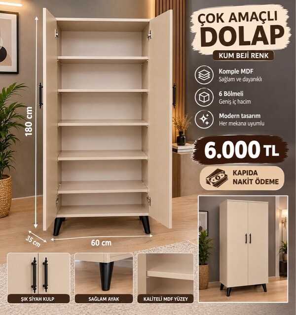 DOLAP AYAKKABILIK KİLER ERZAK BANYO BALKON DOLAP MDF ÇOK AMAÇLI DOLAP