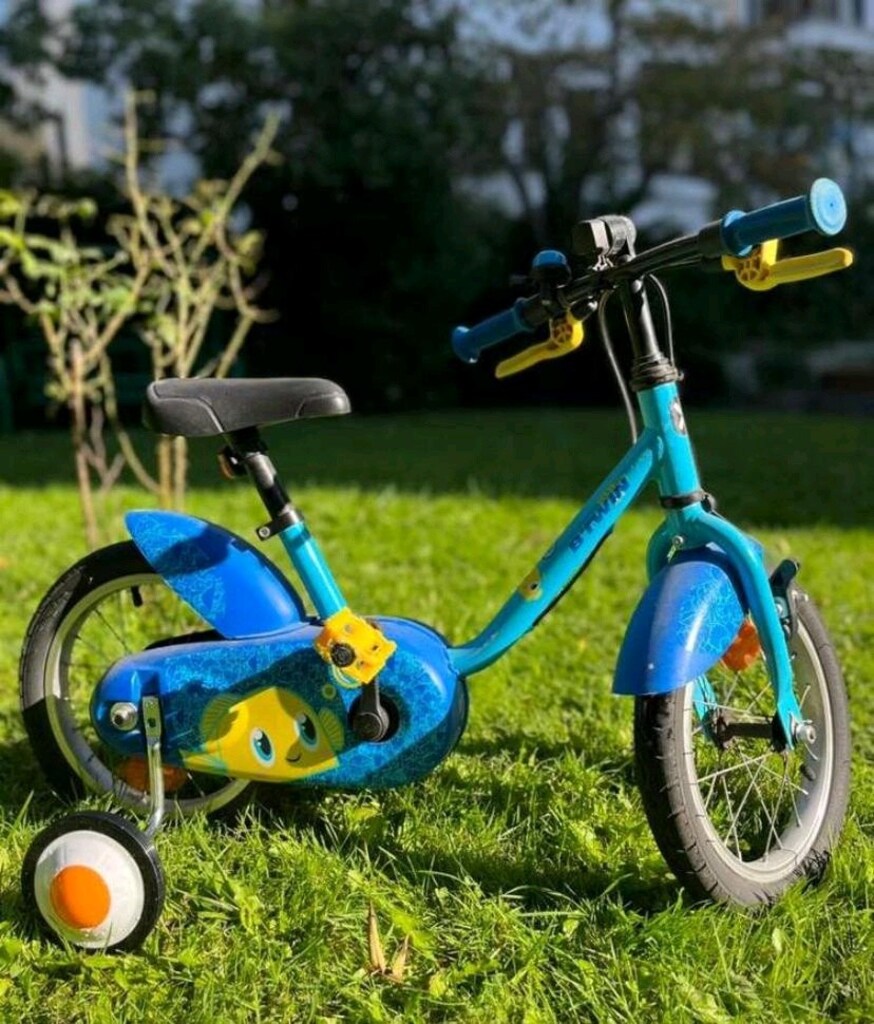 BTWİN 500 Decathlon 14jant balık desenli mavi çocuk bisikleti - 11