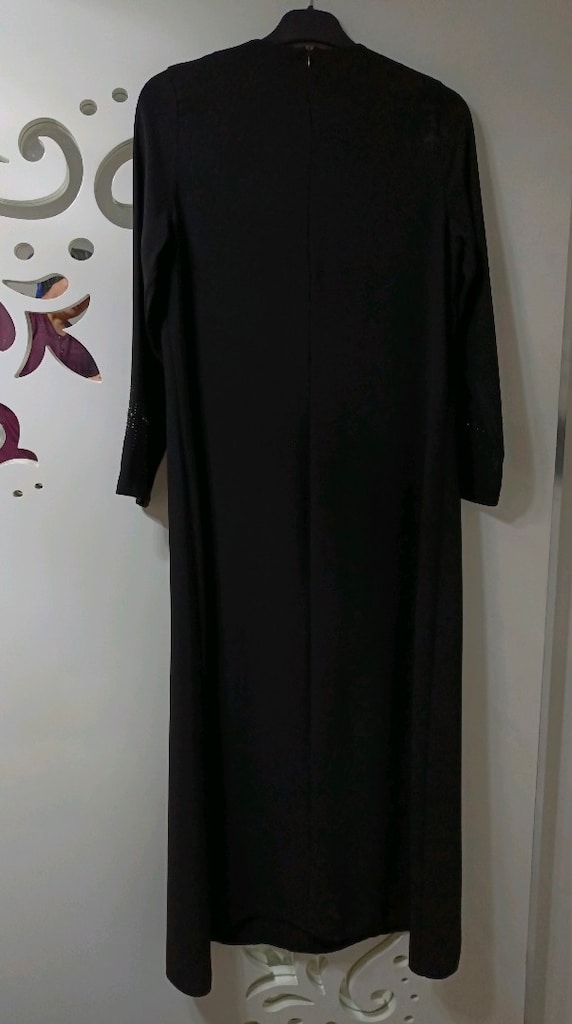 Siyah krep abiye elbise - 5