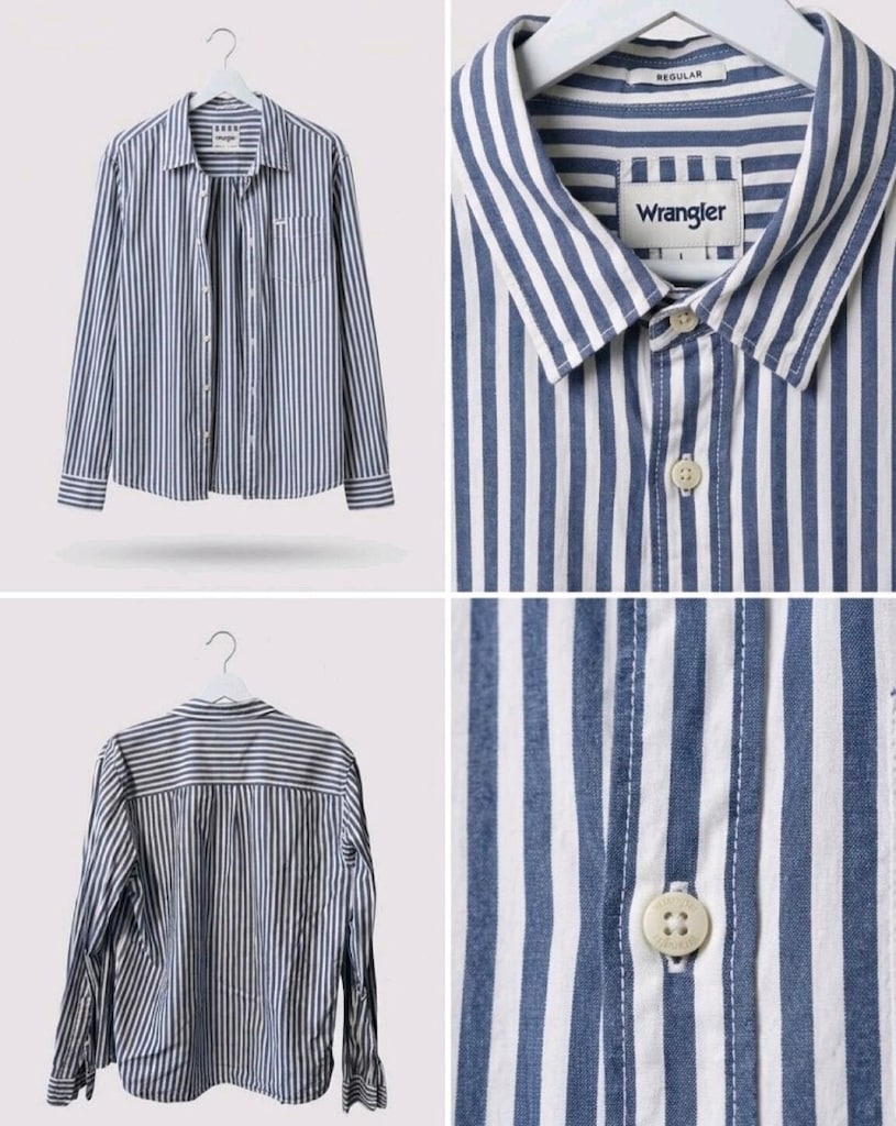 Wrangler Mavi-Beyaz Çizgili Rahat Gömlek