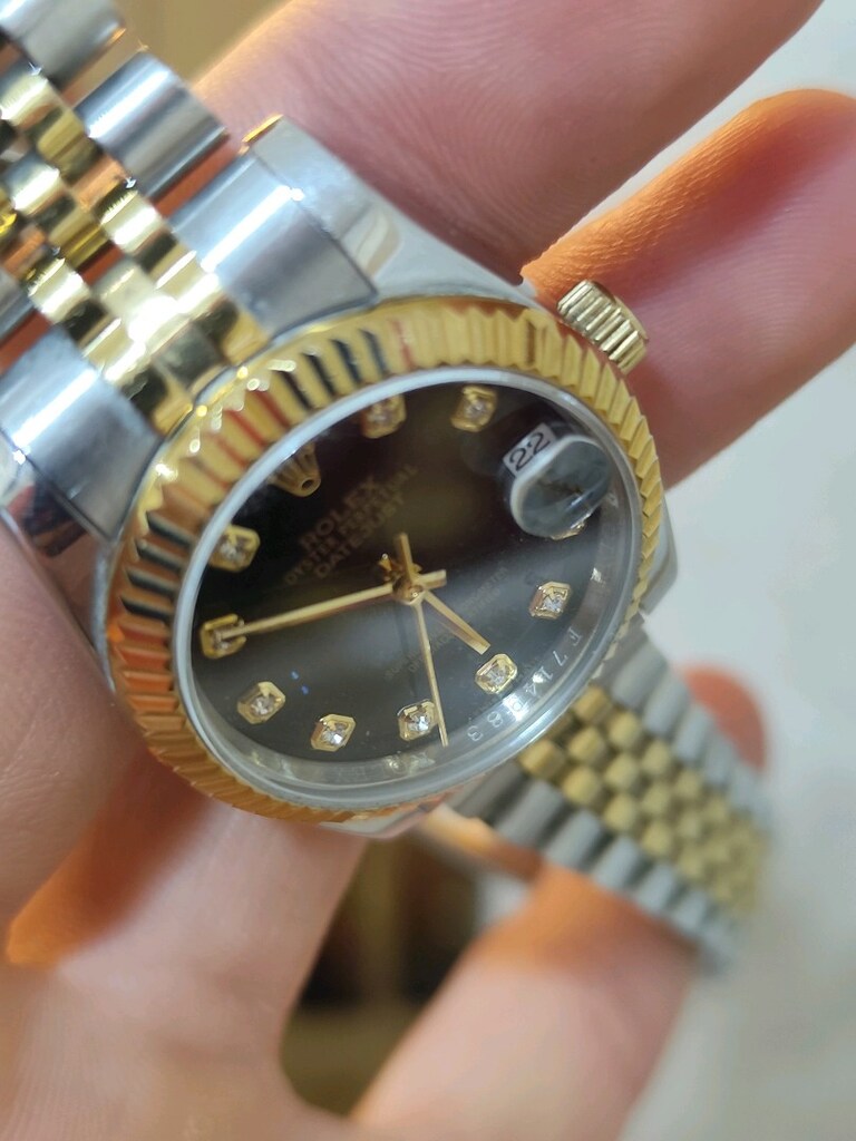 Rolex Datejust Siyah Pırlanta Kadran Kadın Saat - 7