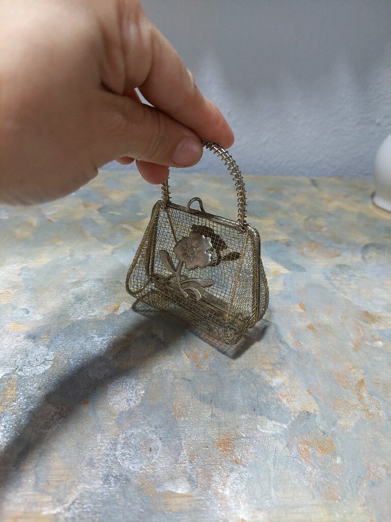 Minyatür 1950 metal hanım çanta - 5