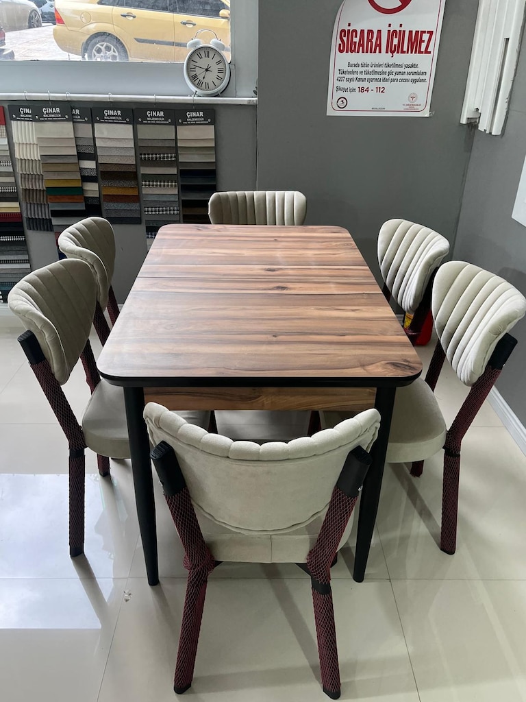 SIFIR MDF MASA 6 ADET SANDALYE - 2