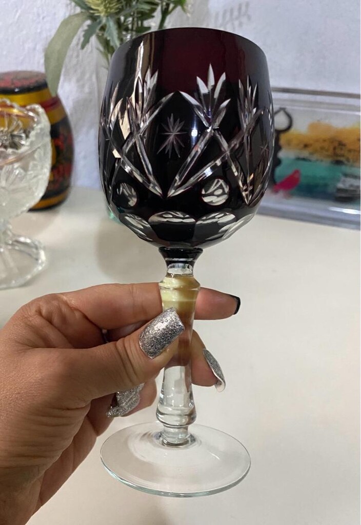 Antika Çekoslovak Bohem Kristal Kadeh - 22