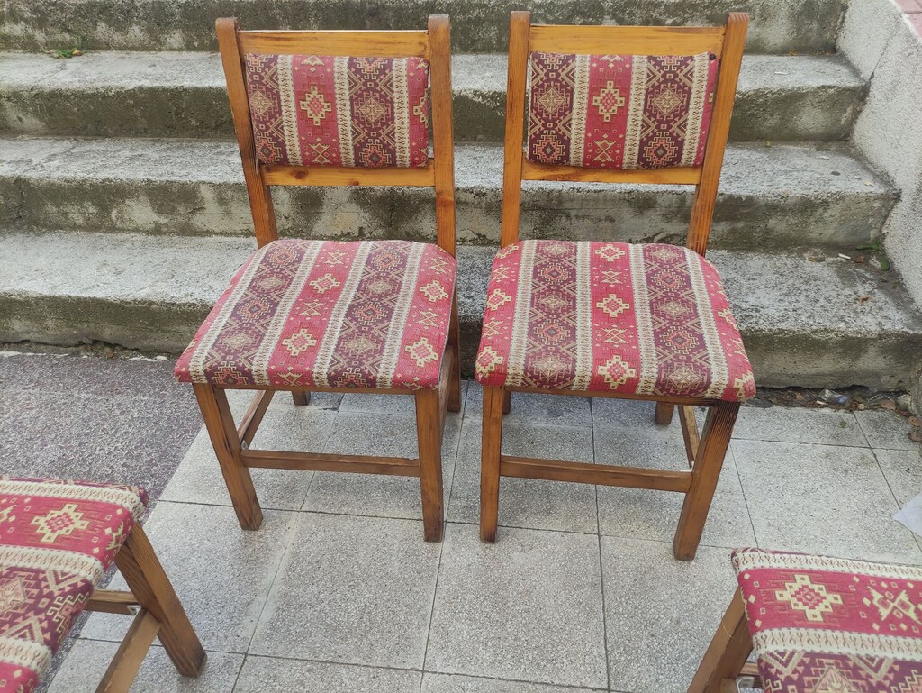 DOĞAL ÇAM AĞACINDAN, EL EMEĞİ 4 ADET RUSTİK SANDALYE - 6