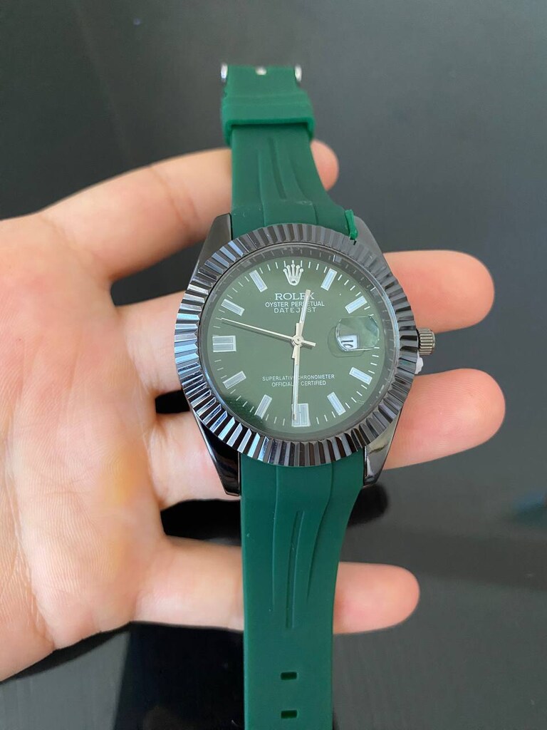 sıfır & kutulu Rolex Kol Saati Yeşil - Takvimi Aktif - Silikon Kordon - 4