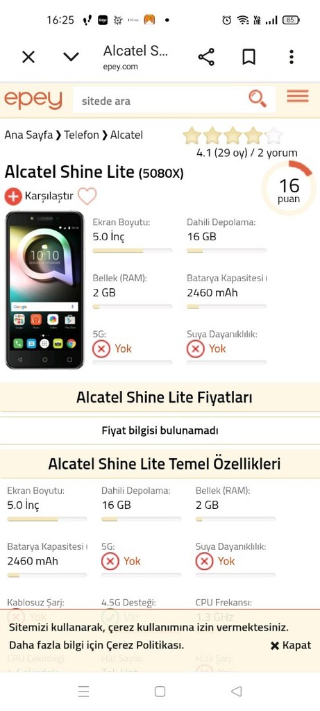 Alcatel shine lite cep telefonu - 3