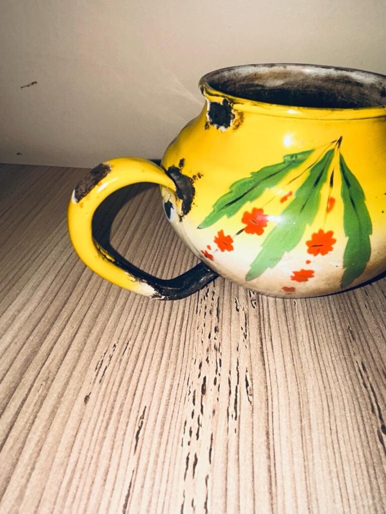 El Boyama Vintage Emaye Çaydanlık. - 7