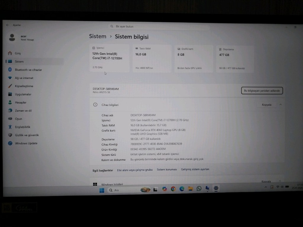 Acer Nitro 5 AN515-58 Gaming Laptop | i7-12700H | RTX 4060 8 GB | 16 G - 9