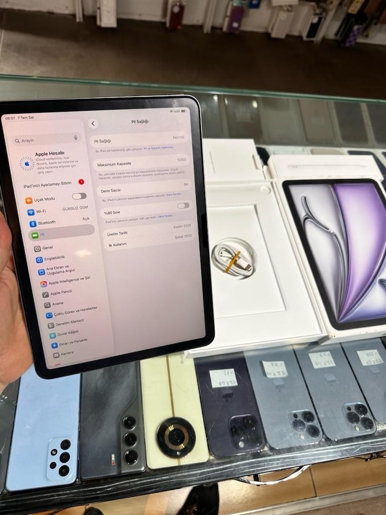 İPAD AİR M2 128 GB 11” PİL %100 DEVİR 84 SIFIRDAN FARKSIZ ORJİNAL TYPE - 2