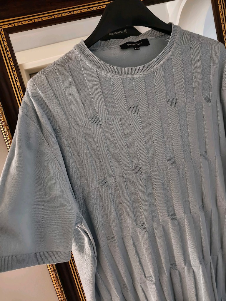 Ünlü Stefano Ricci marka bebe mavisi & Açık mavi triko t-shirt - 3
