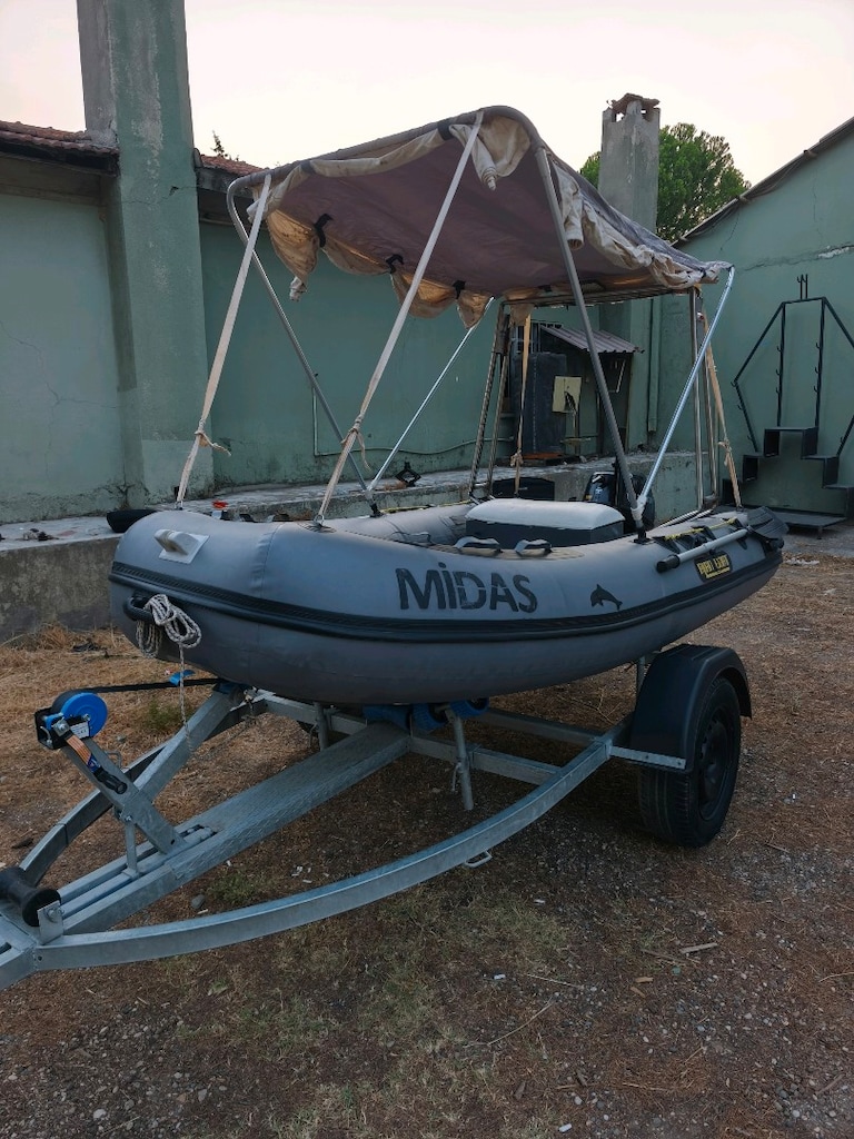 Takaslı 3.30 fiber tabanlı bot Tohatsu 9.8 marin motor ve römork - 2