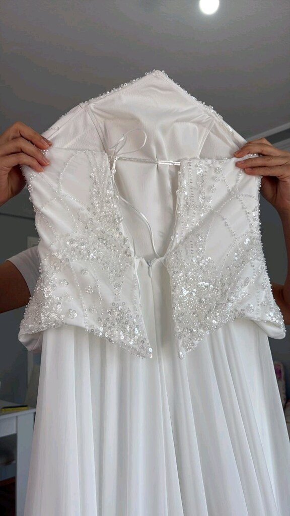 beyaz inci işlemeli söz nişan nikah elbise - 5