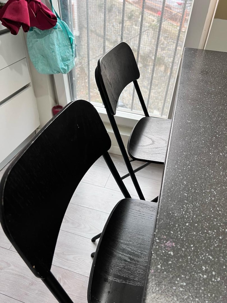 Ikea 4 adet FRANKLIN siyah 74 cm bar sandalyesi ve masa - 15
