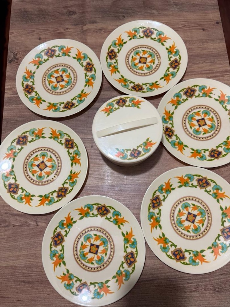 Nostaljik Noramin Norm Melamin Tabak Takımı ve Kapaklı Kase Tereyağlık - 11