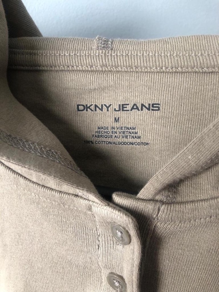 orijinal DKNY kapüşonlu kadın haki sweatshirt - 3