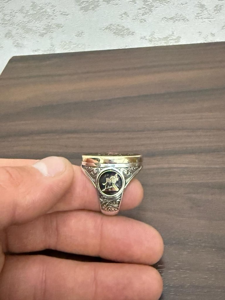 925 Ayar Gümüş Osmanlı Sembollü Erkek Yüzük Fiyat 7500TL 25.22Gr - 3