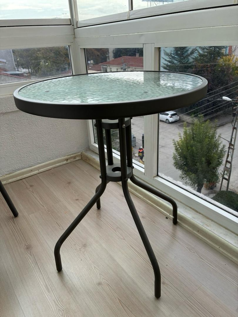 60 cm Cam Balkon Masası + 2 Rattan Sandalye + El Yapımı Minderler - 2