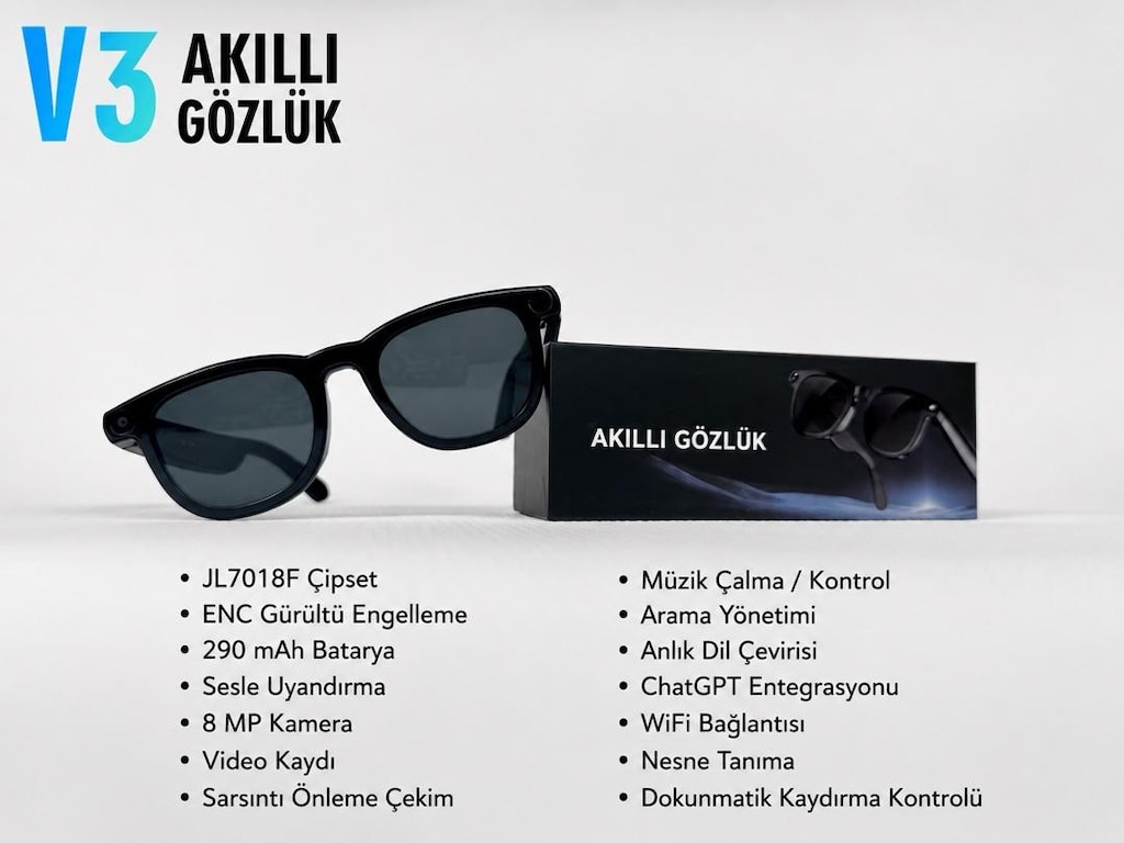 Aİ DESTEKLİ KAMERALI GÖZLÜK 100 DİL ÇEVİRİ ÖZELLİKLİ - 2