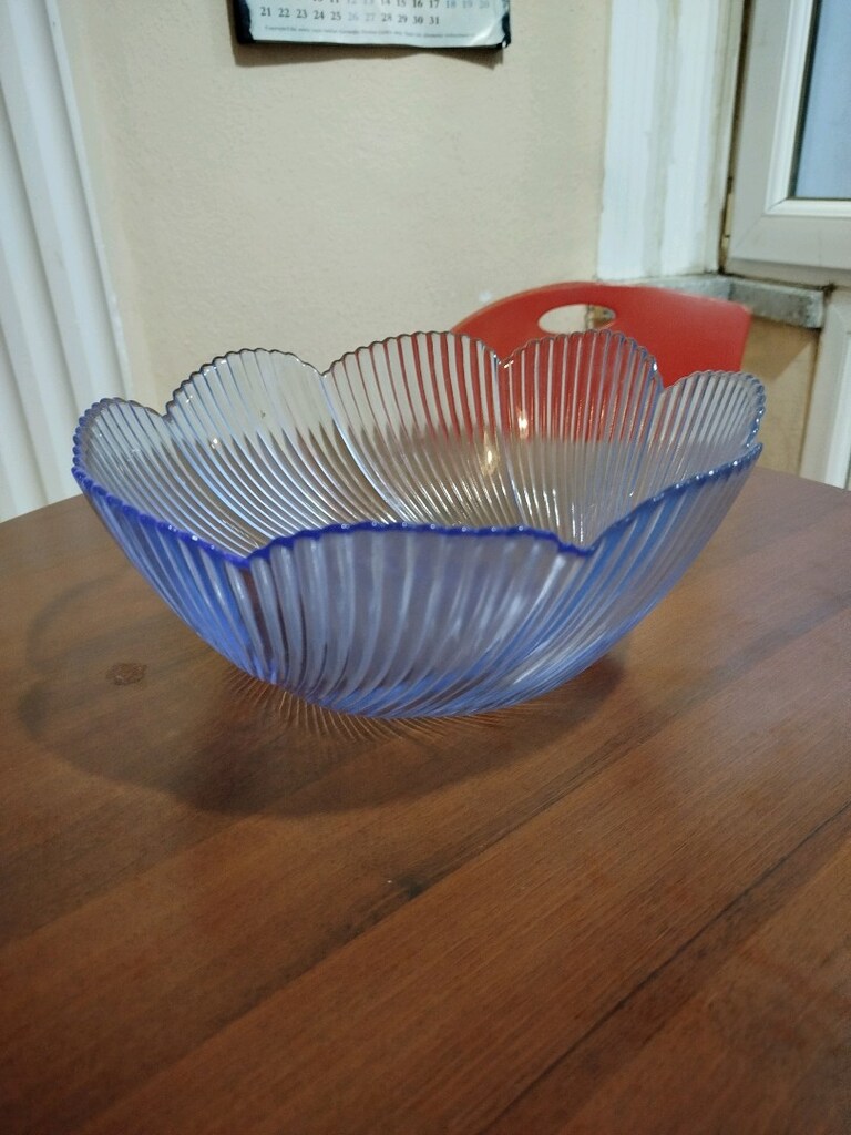Büyük boy mavi cam meyvelik kase genişlik 29.5 cm boy 11.5 cm - 3