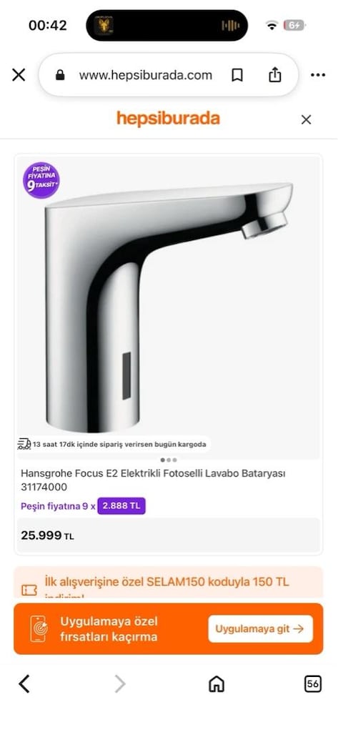 HANSGROHE FOCUS E2 FOTOSELLİ LAVABO BATARYASI (31174000) - 7
