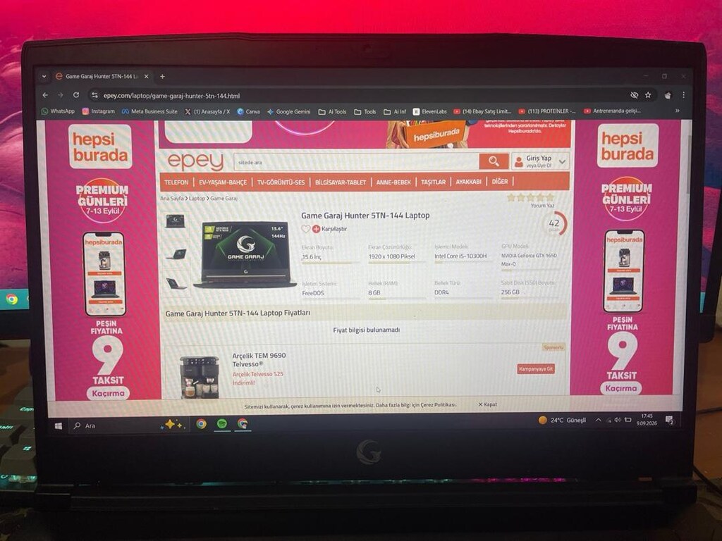 Fiyat/Performans Game Garaj Laptop | i5 10300H - GTX 1650 - 32GB RAM - - 4
