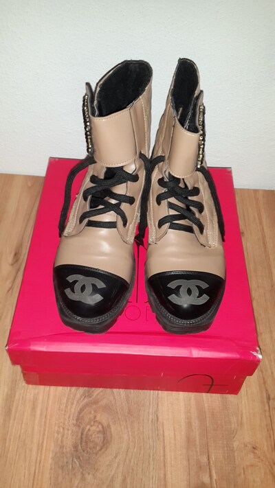 Chanel Siyah Bej renk bot 37 Numara