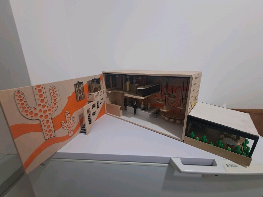 Meksika Konseptli Kafe Mimari Maketi (1/20) Profesyonel El Yapımı - 8